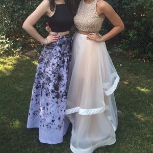 2 Piece Black and White Elegant Prom Dress